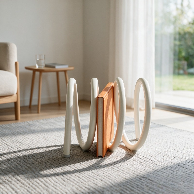 Magazine Holder Rack - Dopamine Color Rotating Bookshelf, Creative Metal