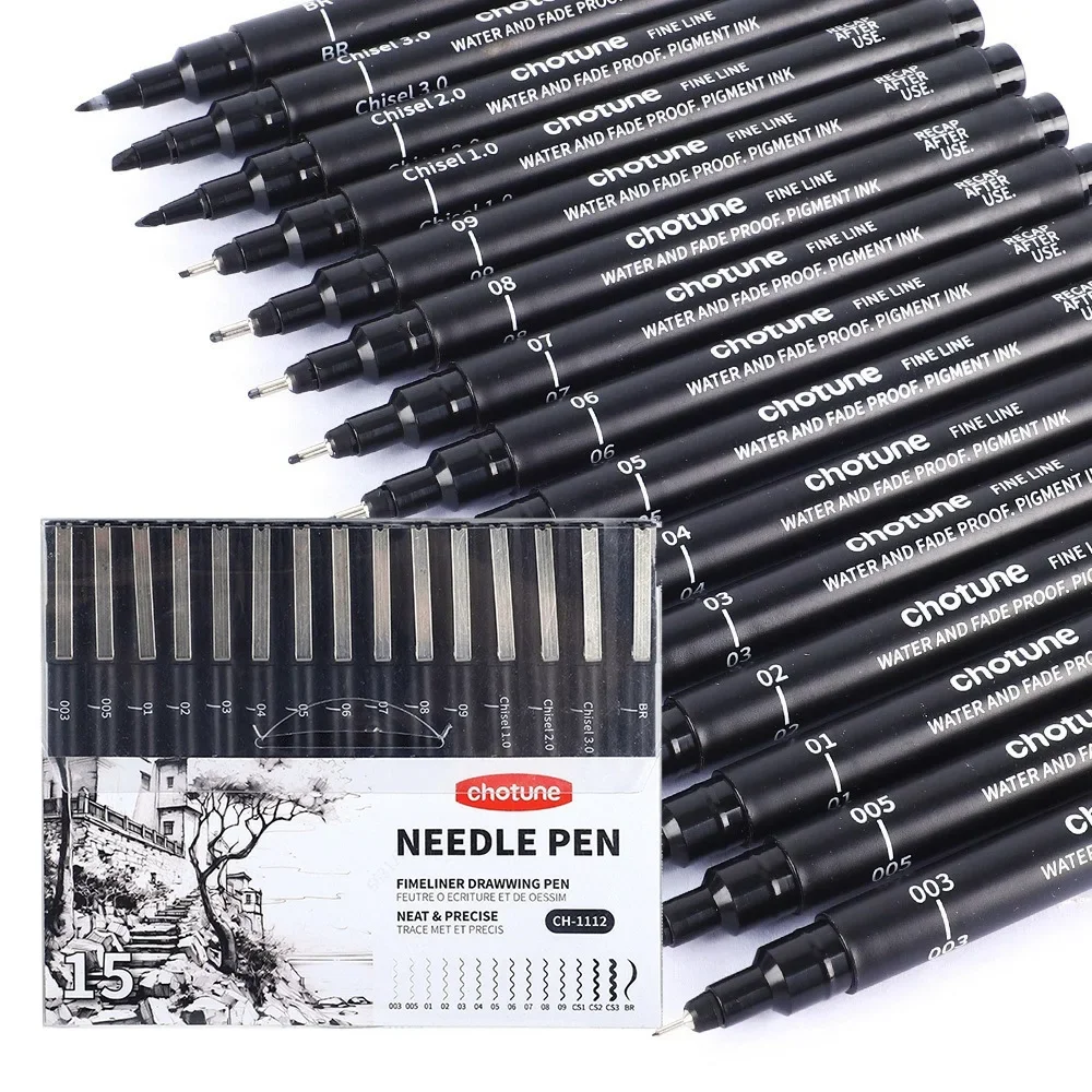 Black Micro Pens,15 Sizes,Wate - Archive Box Set ulasan dan harga