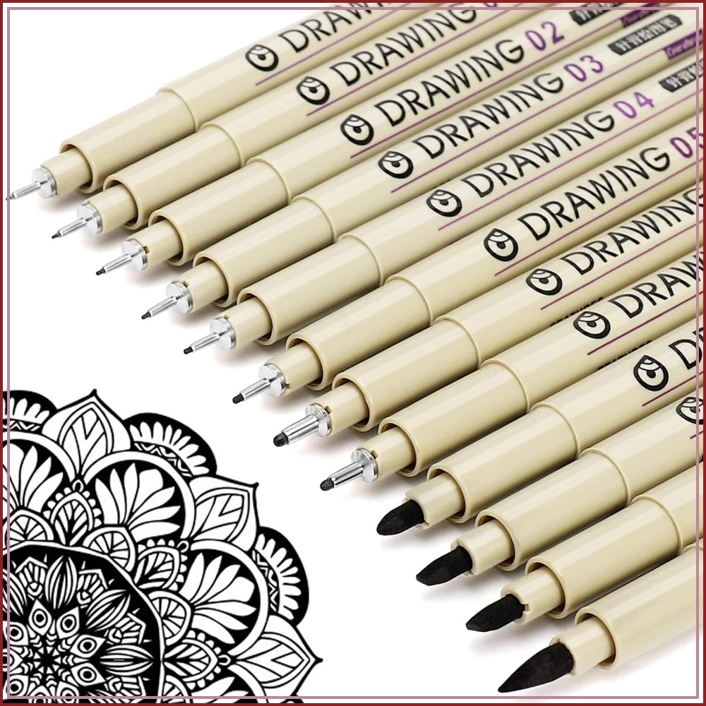 12 Black Micro Fineliner Drawi - Archive Box Set ulasan dan harga