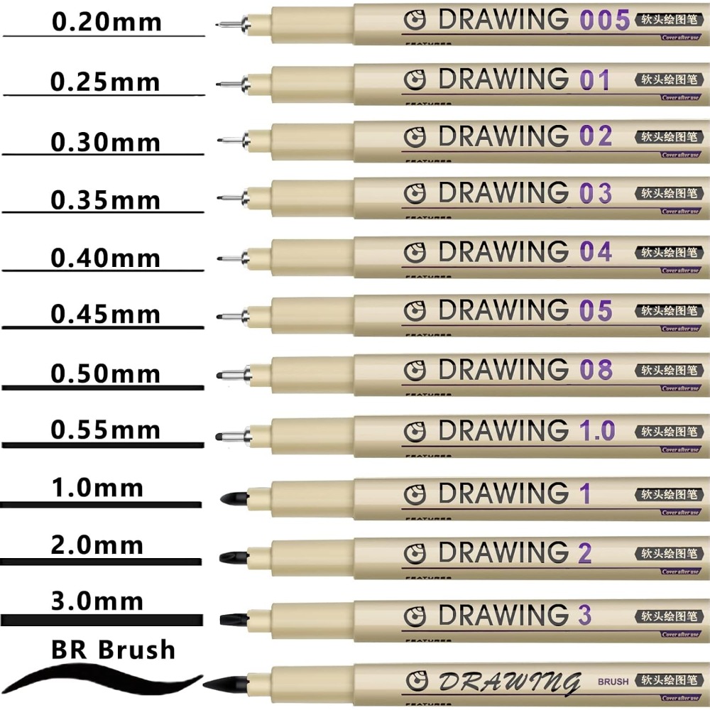 12 Black Micro Fineliner Drawi - Archive Box Set ulasan dan harga