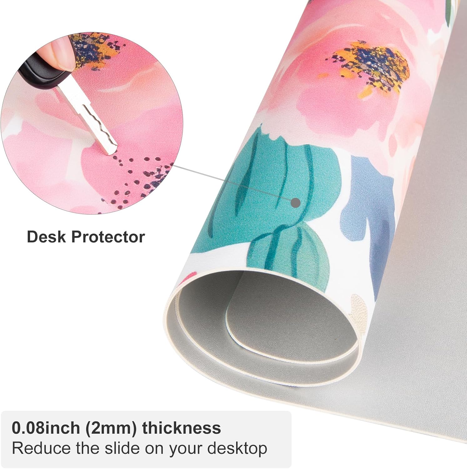 Large Mouse Pad Pink Floral De - Leather Desk Pad ulasan dan harga