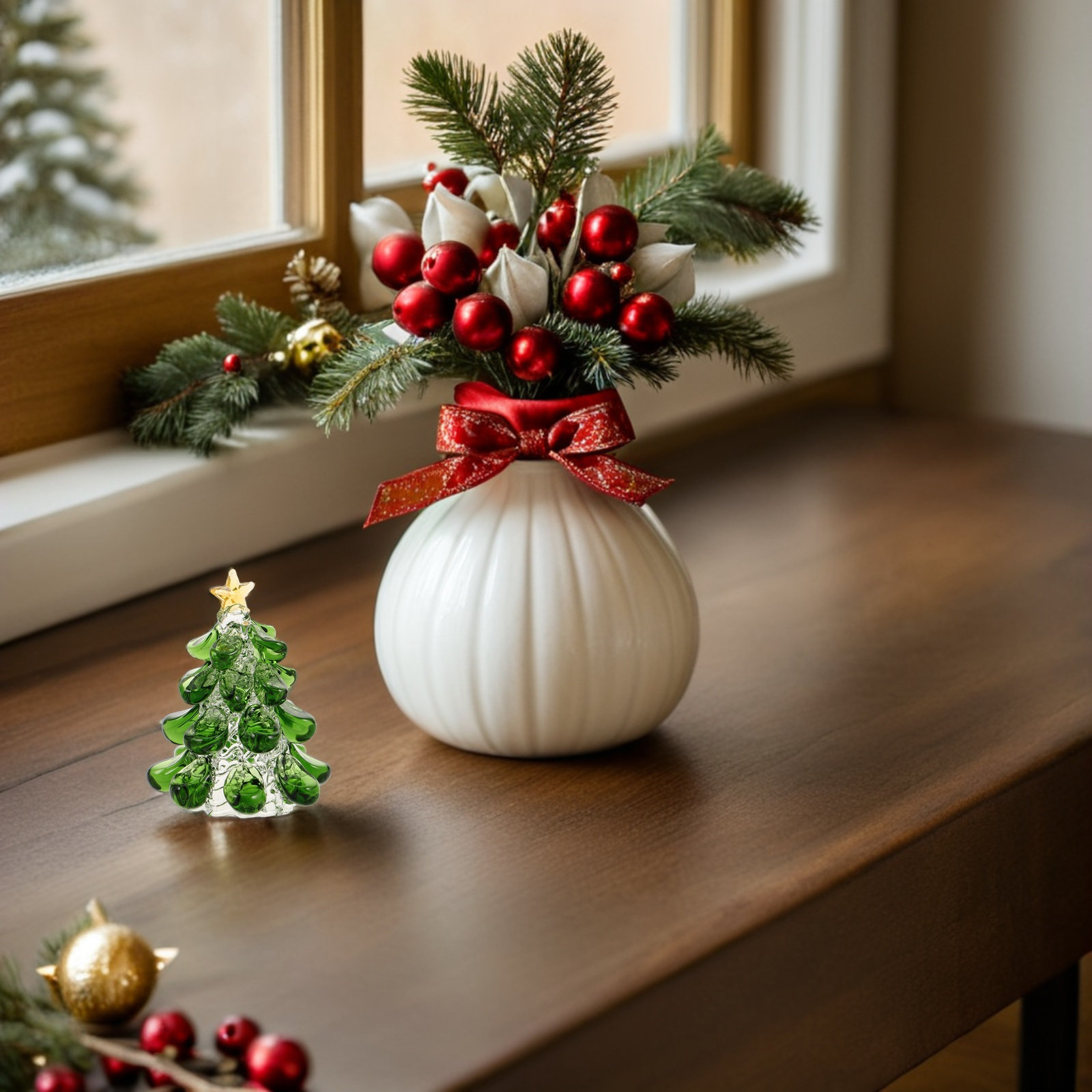 Mini Green Crystal Christmas T - Paper Weight Crystal ulasan dan harga
